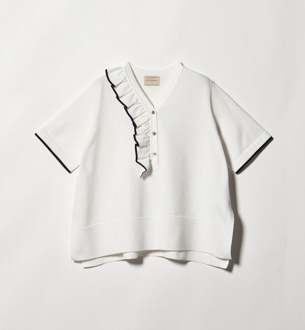 UNITED ARROWS「ミニマル フリル ショートスリーブ ニット」|ニット・セーター|