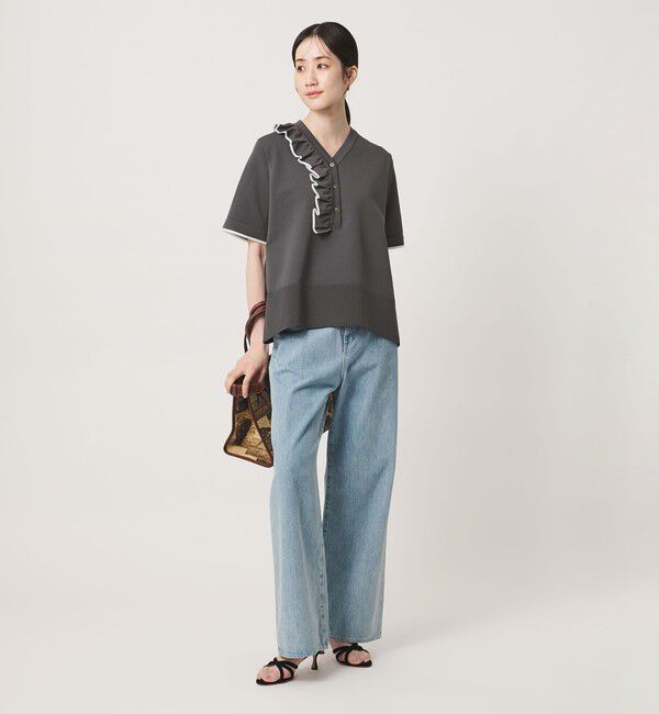 UNITED ARROWS「ミニマル フリル ショートスリーブ ニット」|ニット・セーター|