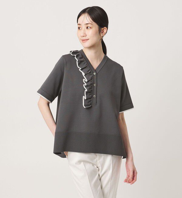 UNITED ARROWS「ミニマル フリル ショートスリーブ ニット」|ニット・セーター|
