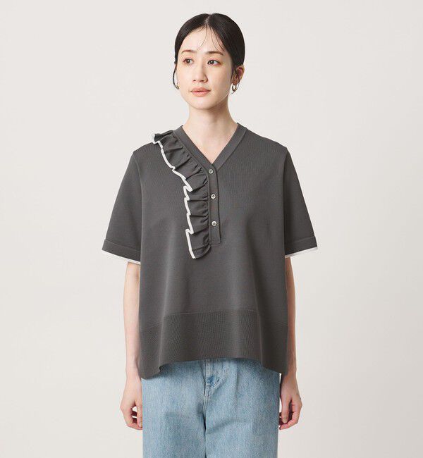 UNITED ARROWS「ミニマル フリル ショートスリーブ ニット」|ニット・セーター|