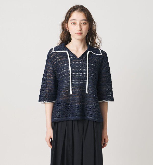 UNITED ARROWS「アイレット バイカラー ニット」|ニット・セーター|