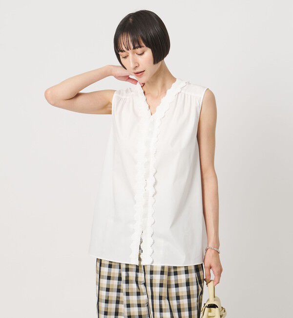 UNITED ARROWS「2WAY タックフリル ノースリーブ ブラウス」|シャツ・ブラウス|
