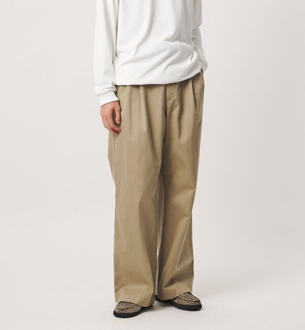 UNITED ARROWS「＜District＞ウォッシュド チノ ２プリーツ ワイドパンツ」|チノ|BEIGE