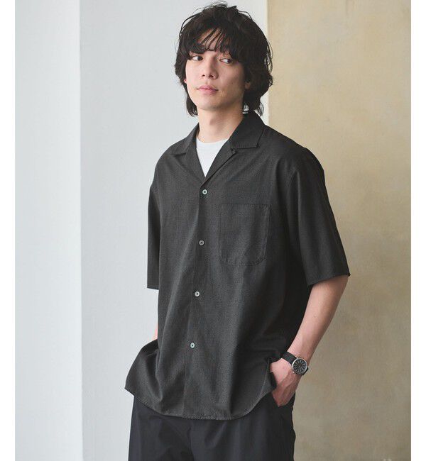 UNITED ARROWS green label relaxing「TR 和紙 オープンカラー 半袖 シャツ」|シャツ・ブラウス|DK.GRAY