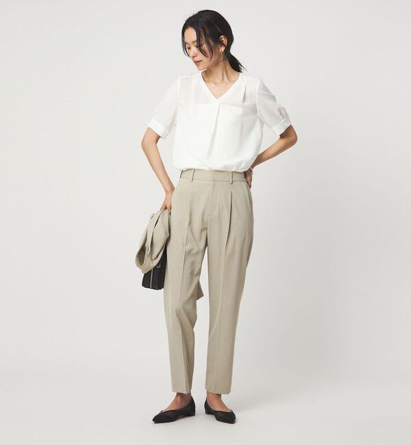 UNITED ARROWS green label relaxing「Vネック ショートスリーブ ブラウス マシンウォッシャブル 」|シャツ・ブラウス|