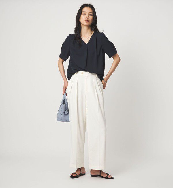 UNITED ARROWS green label relaxing「Vネック ショートスリーブ ブラウス マシンウォッシャブル 」|シャツ・ブラウス|