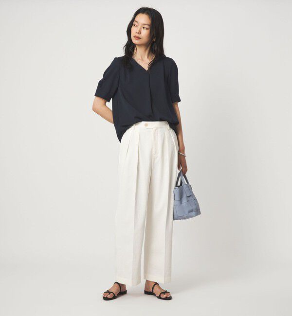 UNITED ARROWS green label relaxing「Vネック ショートスリーブ ブラウス マシンウォッシャブル 」|シャツ・ブラウス|