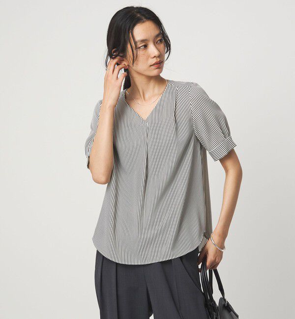 UNITED ARROWS green label relaxing「Vネック ショートスリーブ ブラウス マシンウォッシャブル 」|シャツ・ブラウス|その他1