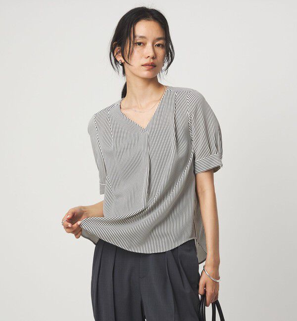 UNITED ARROWS green label relaxing「Vネック ショートスリーブ ブラウス マシンウォッシャブル 」|シャツ・ブラウス|