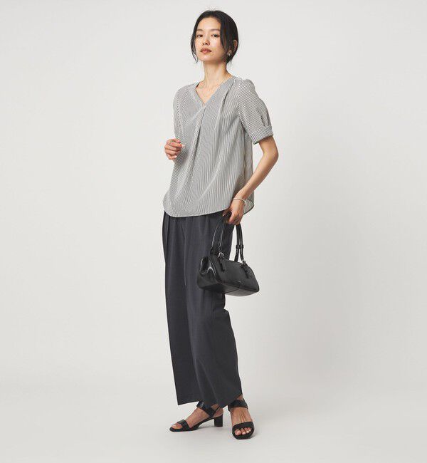 UNITED ARROWS green label relaxing「Vネック ショートスリーブ ブラウス マシンウォッシャブル 」|シャツ・ブラウス|