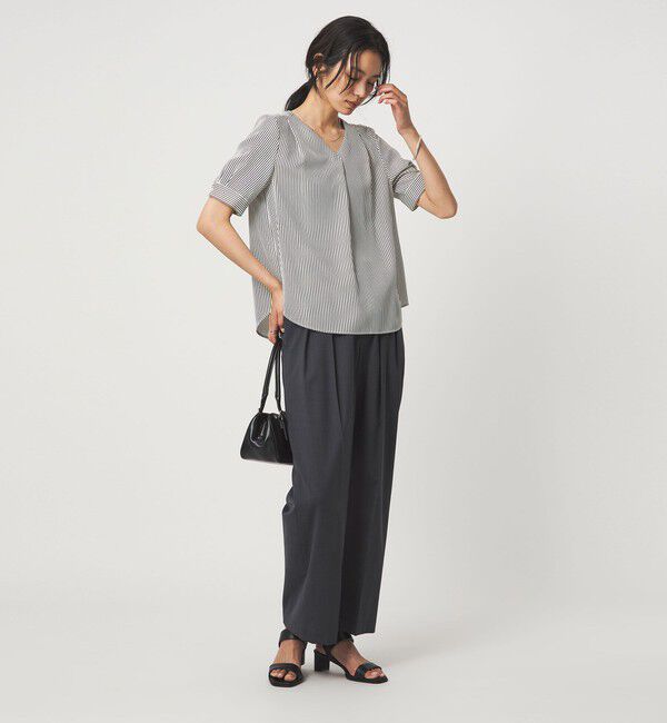 UNITED ARROWS green label relaxing「Vネック ショートスリーブ ブラウス マシンウォッシャブル 」|シャツ・ブラウス|