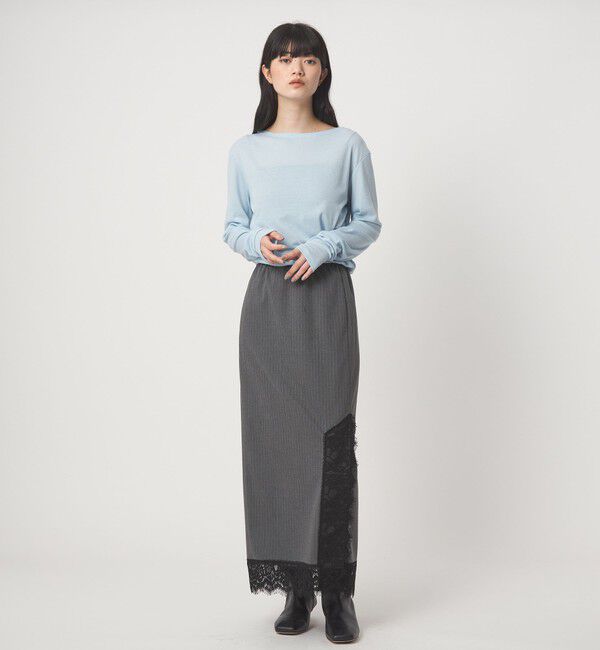 EMMEL REFINES「＜EMMEL REFINES＞EM レースストライプ Iライン スカート」|スカート|