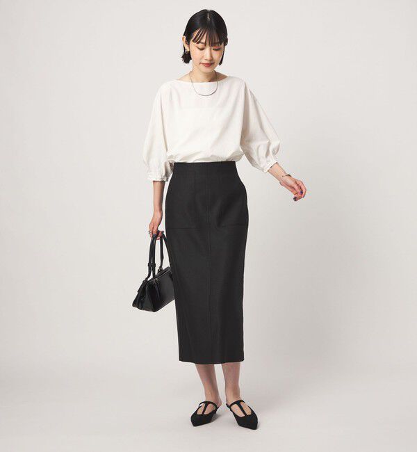 UNITED ARROWS green label relaxing「Breeze Cool ボートネック 7分袖 ブラウス マシンウォッシャブル 吸水速乾 通気性 UVカット」|シャツ・ブラウス|