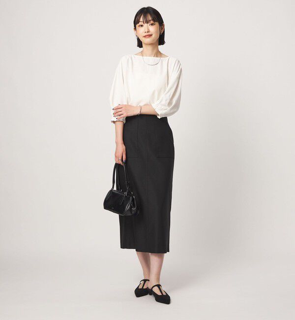 UNITED ARROWS green label relaxing「Breeze Cool ボートネック 7分袖 ブラウス マシンウォッシャブル 吸水速乾 通気性 UVカット」|シャツ・ブラウス|