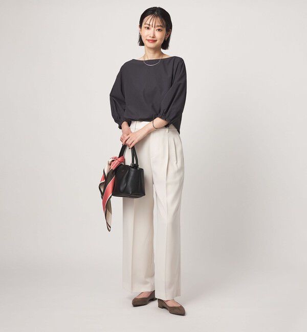 UNITED ARROWS green label relaxing「Breeze Cool ボートネック 7分袖 ブラウス マシンウォッシャブル 吸水速乾 通気性 UVカット」|シャツ・ブラウス|
