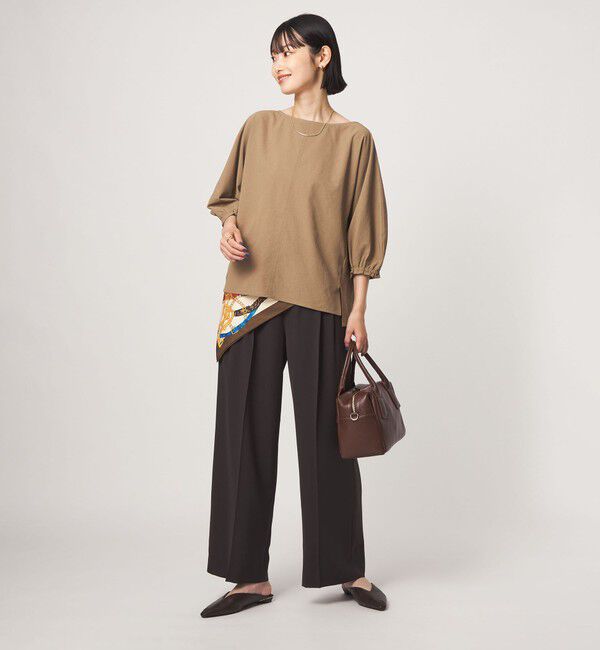 UNITED ARROWS green label relaxing「Breeze Cool ボートネック 7分袖 ブラウス マシンウォッシャブル 吸水速乾 通気性 UVカット」|シャツ・ブラウス|