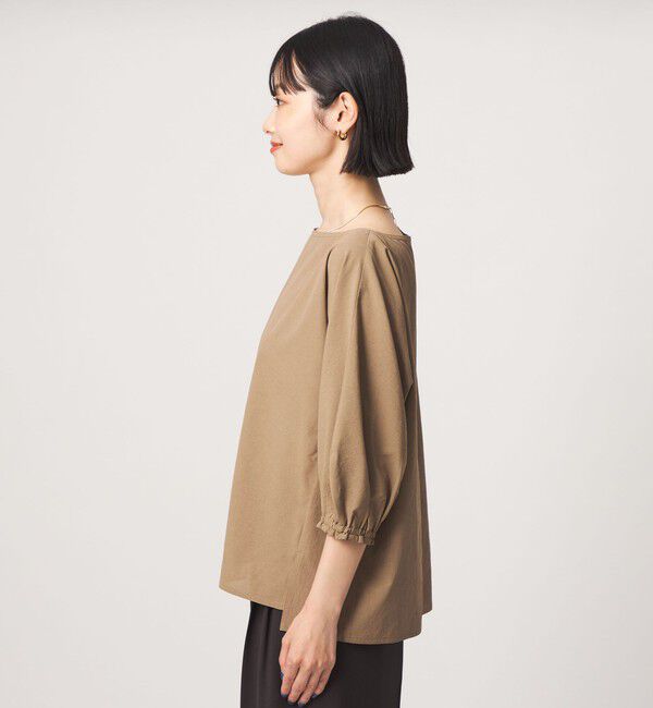 UNITED ARROWS green label relaxing「Breeze Cool ボートネック 7分袖 ブラウス マシンウォッシャブル 吸水速乾 通気性 UVカット」|シャツ・ブラウス|