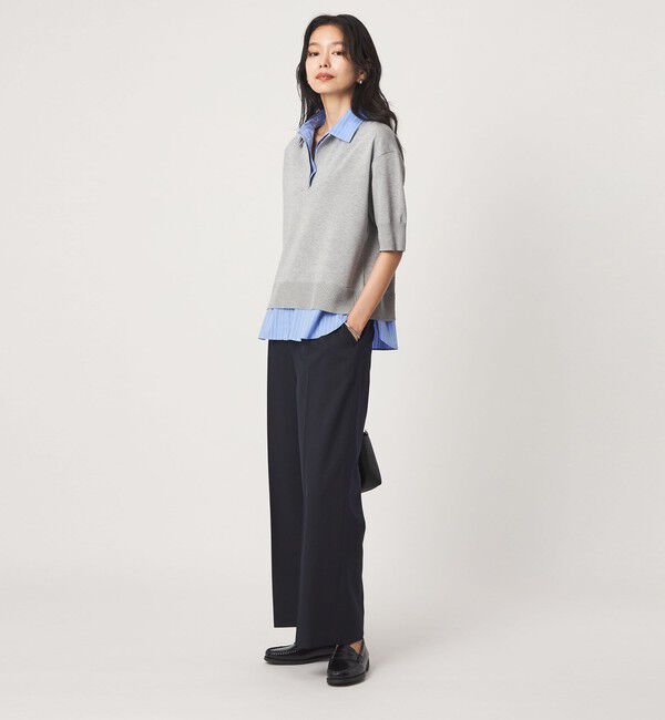 UNITED ARROWS green label relaxing「2WAY スキッパー シャツ プルオーバー ニット 5分袖 」|ニット・セーター|