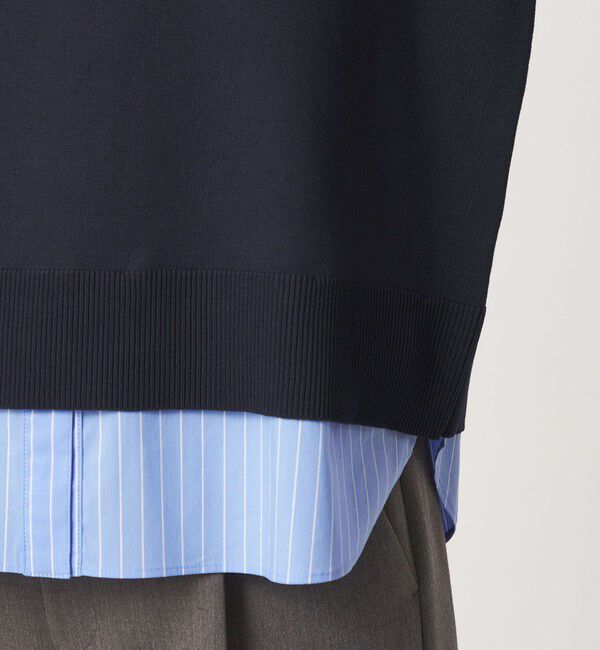 UNITED ARROWS green label relaxing「2WAY スキッパー シャツ プルオーバー ニット 5分袖 」|ニット・セーター|