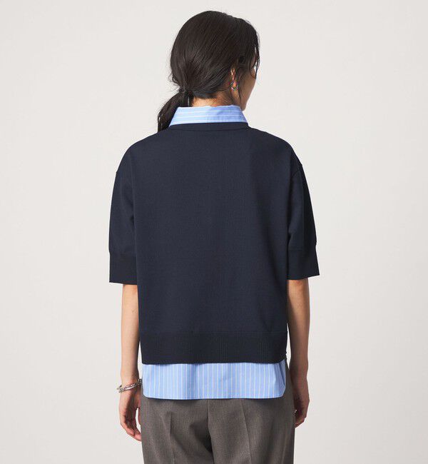 UNITED ARROWS green label relaxing「2WAY スキッパー シャツ プルオーバー ニット 5分袖 」|ニット・セーター|