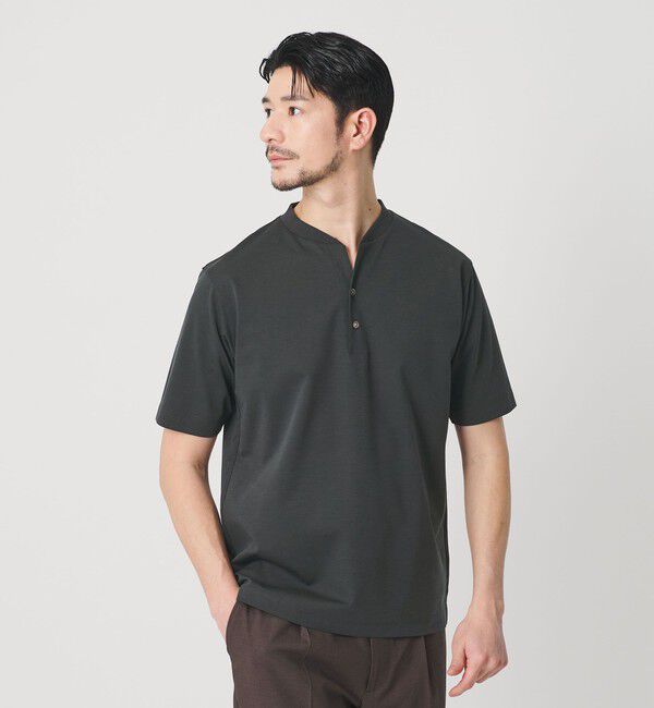 BEAUTY&YOUTH UNITED ARROWS「【WEB限定 WARDROBE SMART】クール ハイゲージ モクロディ ヘンリーネック カットソー【抗菌防臭・接触冷感」|Tシャツ・カットソー|DK.GRAY