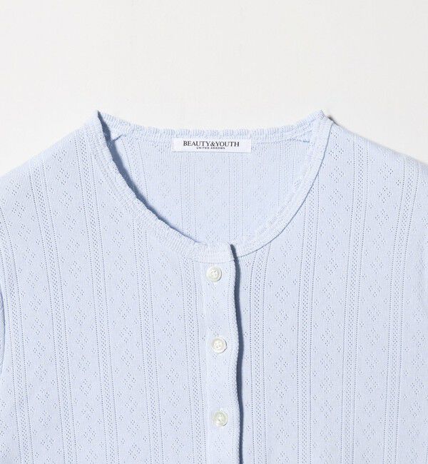 BEAUTY&YOUTH UNITED ARROWS「コットン パターンメッシュ ショートスリーブ カーディガン ウォッシャブル」|カーディガン|
