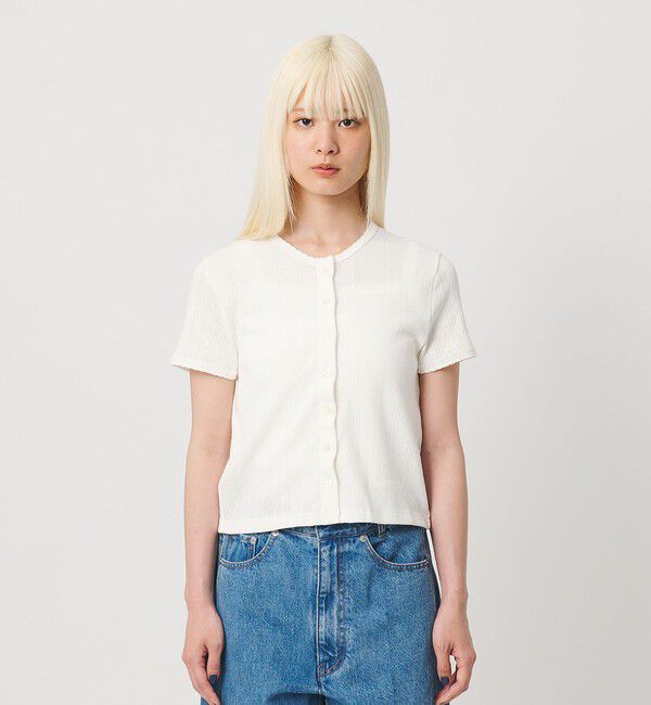 BEAUTY&YOUTH UNITED ARROWS「コットン パターンメッシュ ショートスリーブ カーディガン ウォッシャブル」|カーディガン|