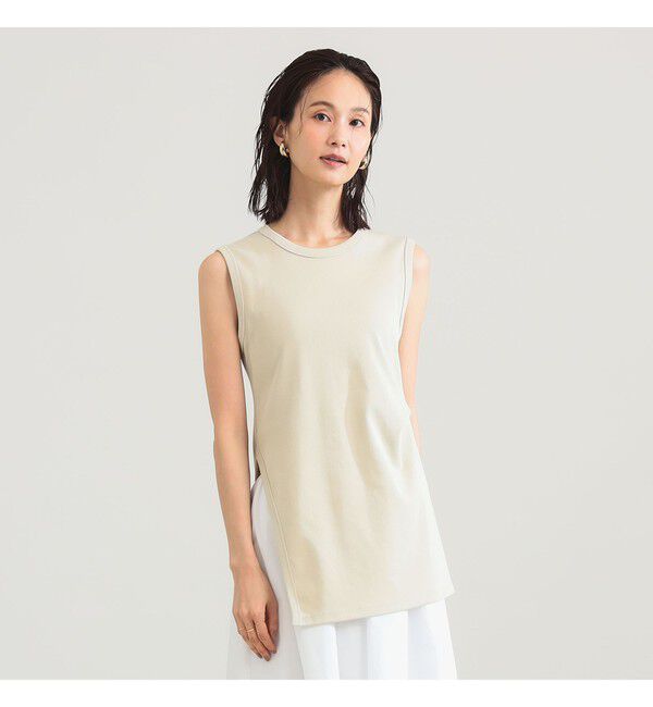 Demi-Luxe BEAMS 「【接触冷感・UVカット】スリット ノースリーブ チュニック」|Tシャツ・カットソー|