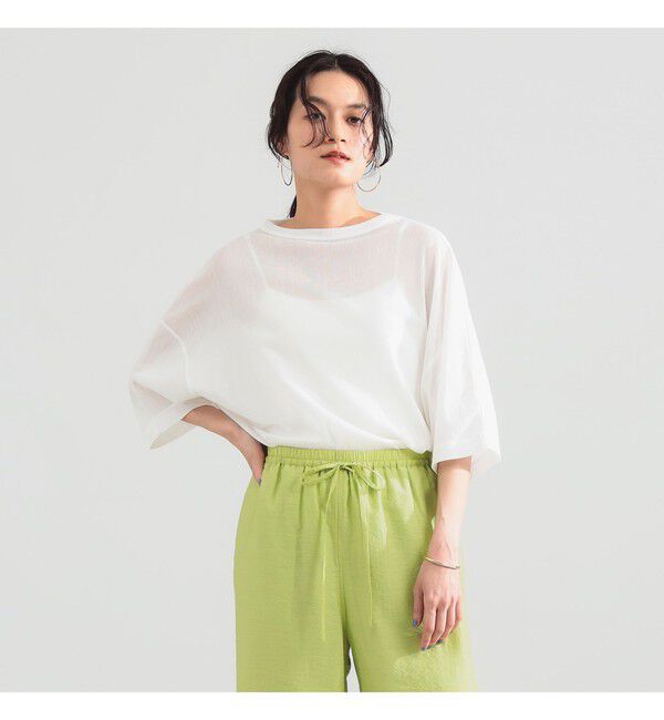 Demi-Luxe BEAMS 「コットン チュール オーバー Tシャツ」|Tシャツ・カットソー|