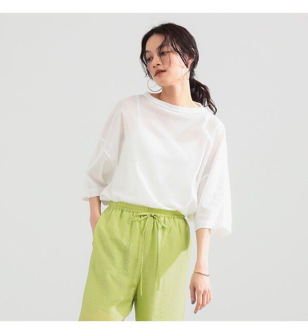 Demi-Luxe BEAMS 「コットン チュール オーバー Tシャツ」|Tシャツ・カットソー|