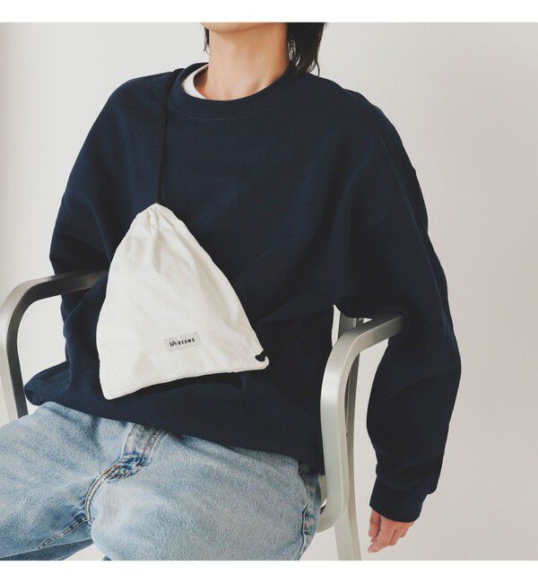 BEAMS「パンチング ドローストリング バッグ」|ポーチ|WHITE