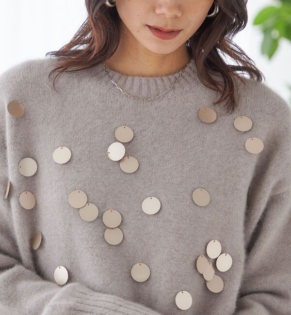 SHIPS for women「〈手洗い可能〉フォックス スパンコール クルーネック ニット」|ニット・セーター|