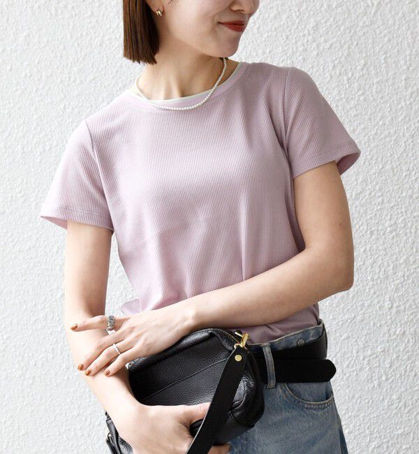 SHIPS any「SHIPS any:〈手洗い可能〉レイヤード シアー ワッフル TEE」|Tシャツ・カットソー|ラベンダー