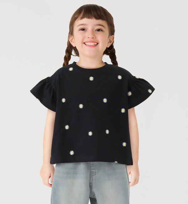 SHIPS Colors 「SHIPS Colors:90～140cm / リンク フラワー刺繍 Tシャツ◇」|Tシャツ・カットソー|ブラック