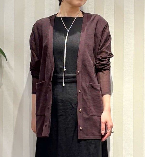 Ballsey「ダブルカバーコットンナイロン Vネックカーディガン」|カーディガン|49 ブラウン