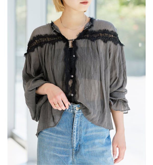 IENA LA BOUCLE「《予約》IENA LA BOUCLE 楊柳レースブラウス」|シャツ・ブラウス|