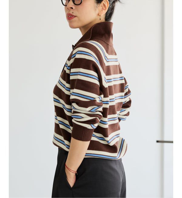 IENA LA BOUCLE「《予約》《手洗い可》IENA LA BOUCLE マルチボーダーラガーシャツニット」|ニット・セーター|