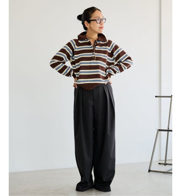 IENA LA BOUCLE「《予約》《手洗い可》IENA LA BOUCLE マルチボーダーラガーシャツニット」|ニット・セーター|