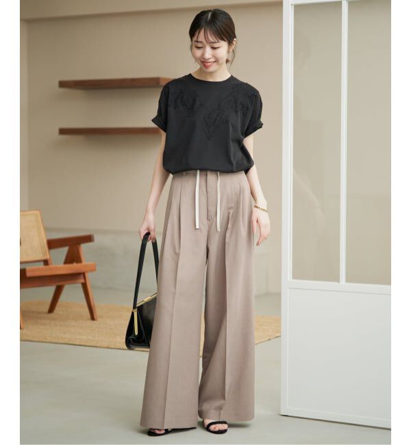 SLOBE IENA「《接触冷感/UVカット/吸水速乾/4サイズ展開》ワイドスラックス」|スラックス|