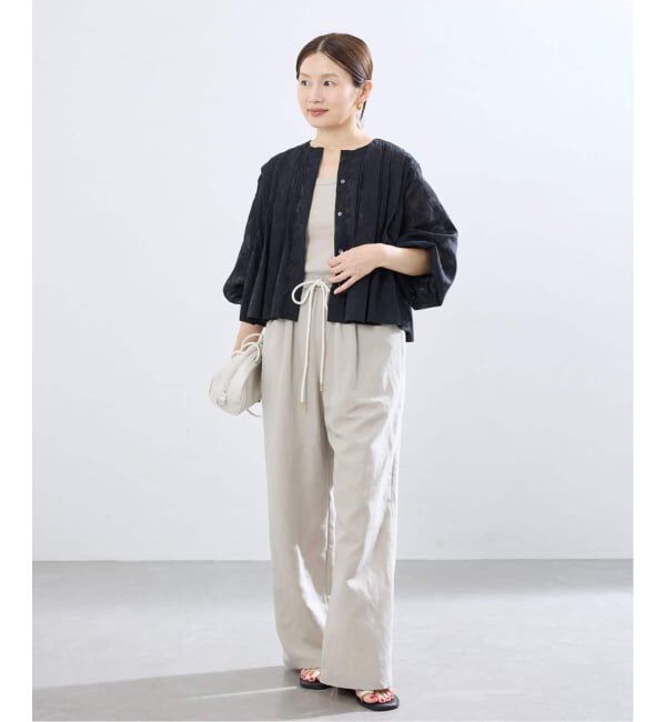 IENA「《追加2/UVカット》テレコストレッチフレンチノースリーブ」|Tシャツ・カットソー|