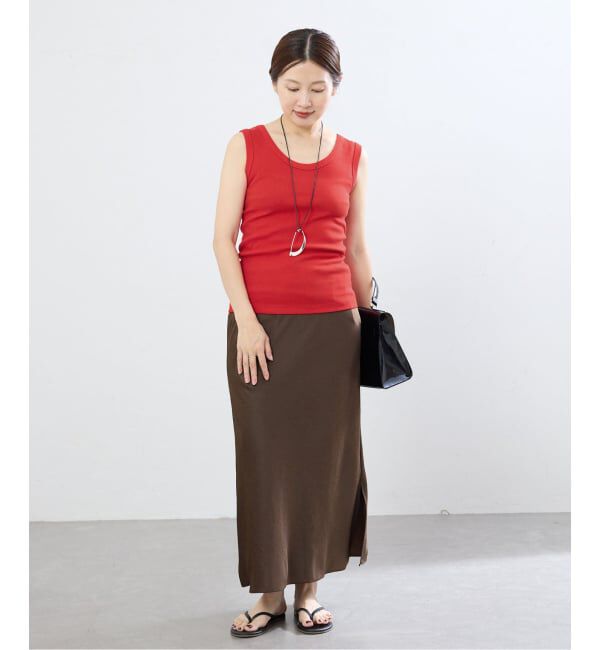 IENA「《追加2/UVカット》テレコストレッチフレンチノースリーブ」|Tシャツ・カットソー|