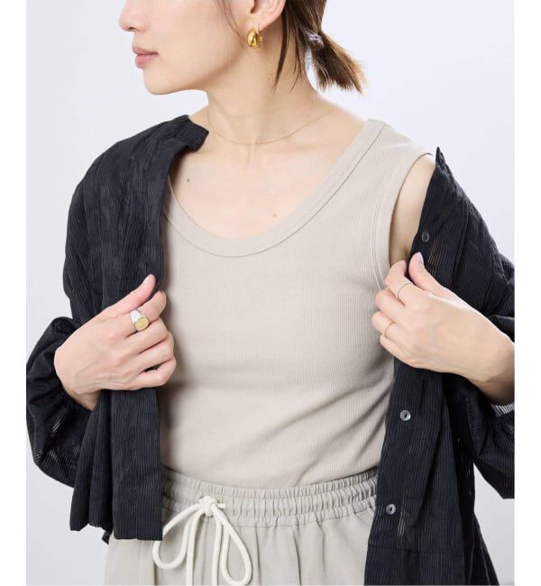 IENA「《追加2/UVカット》テレコストレッチフレンチノースリーブ」|Tシャツ・カットソー|