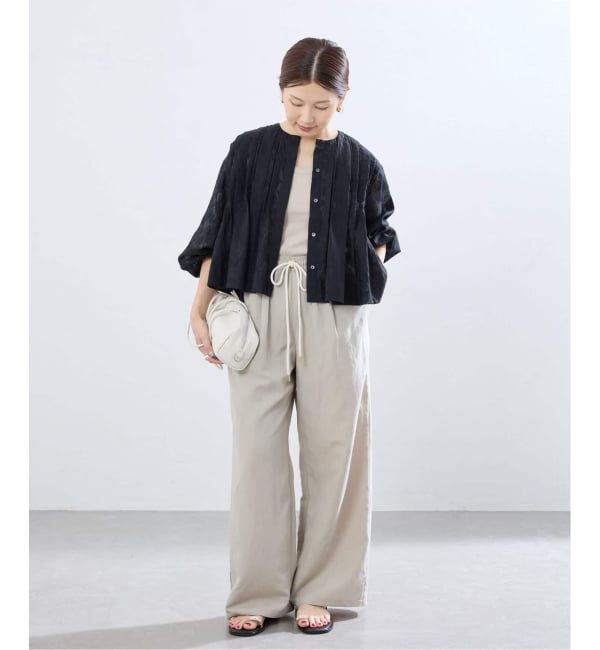 IENA「《追加2/UVカット》テレコストレッチフレンチノースリーブ」|Tシャツ・カットソー|