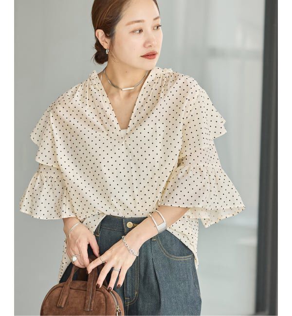 JOURNAL STANDARD「フロッキードットフリル ブラウス」|シャツ・ブラウス|ナチュラル