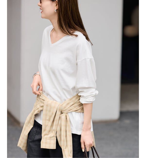 FRAMeWORK「≪追加≫ラフィー天竺Vネックプルオーバー」|Tシャツ・カットソー|
