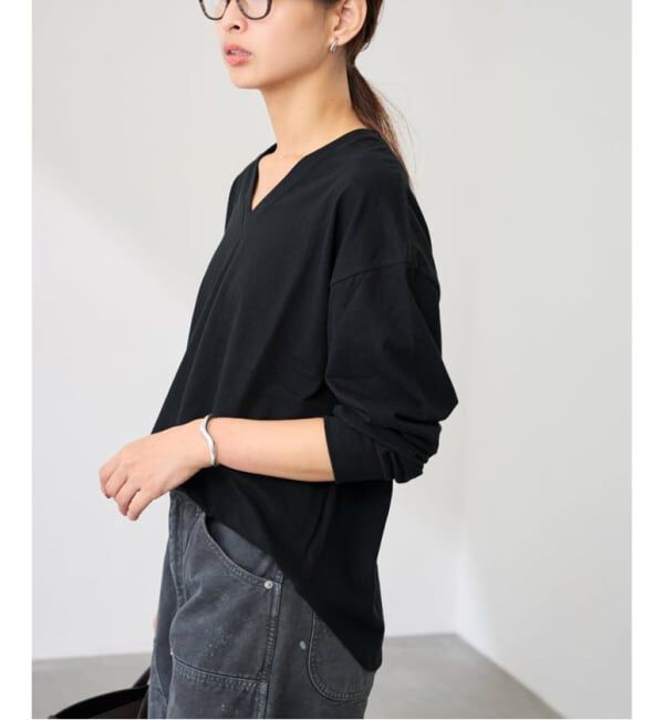 FRAMeWORK「≪追加≫ラフィー天竺Vネックプルオーバー」|Tシャツ・カットソー|