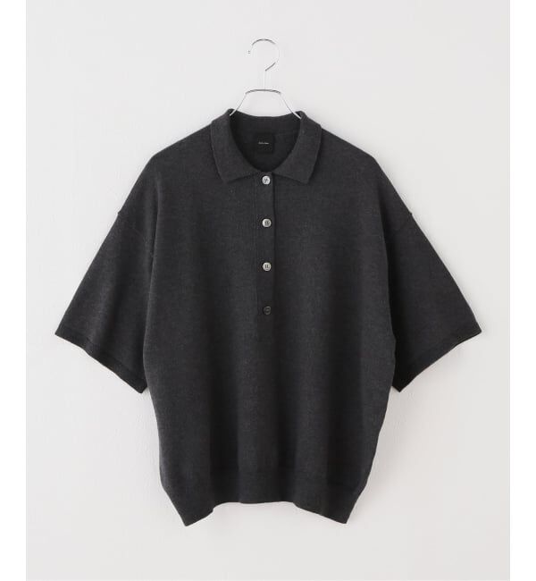 Spick and Span「ハーフスリーブポロシャツニット」|ニット・セーター|グレー