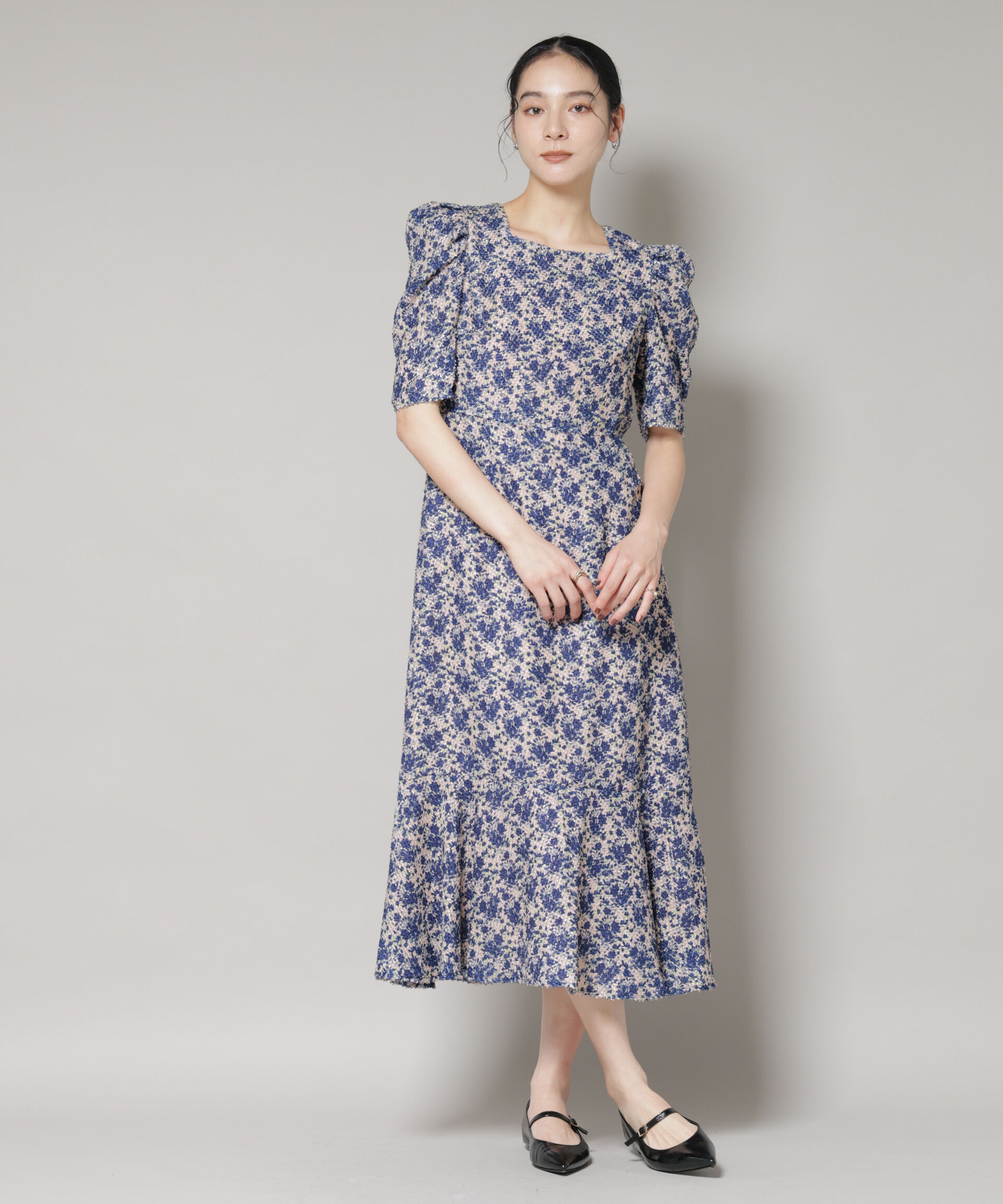 NANO universe「troisieme chaco/CUT JACQUARD PRINT ワンピース」|ワンピース|ベージュ