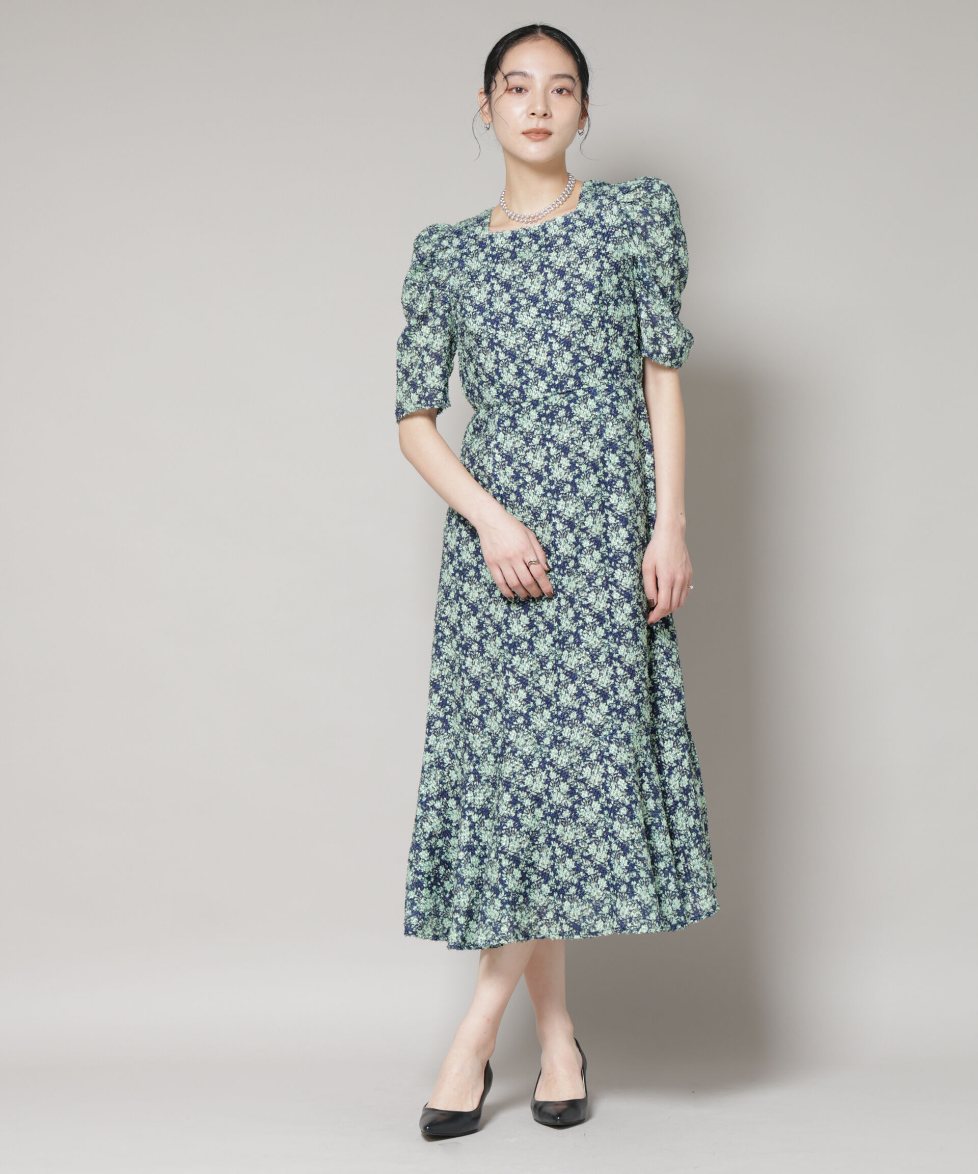 NANO universe「troisieme chaco/CUT JACQUARD PRINT ワンピース」|ワンピース|