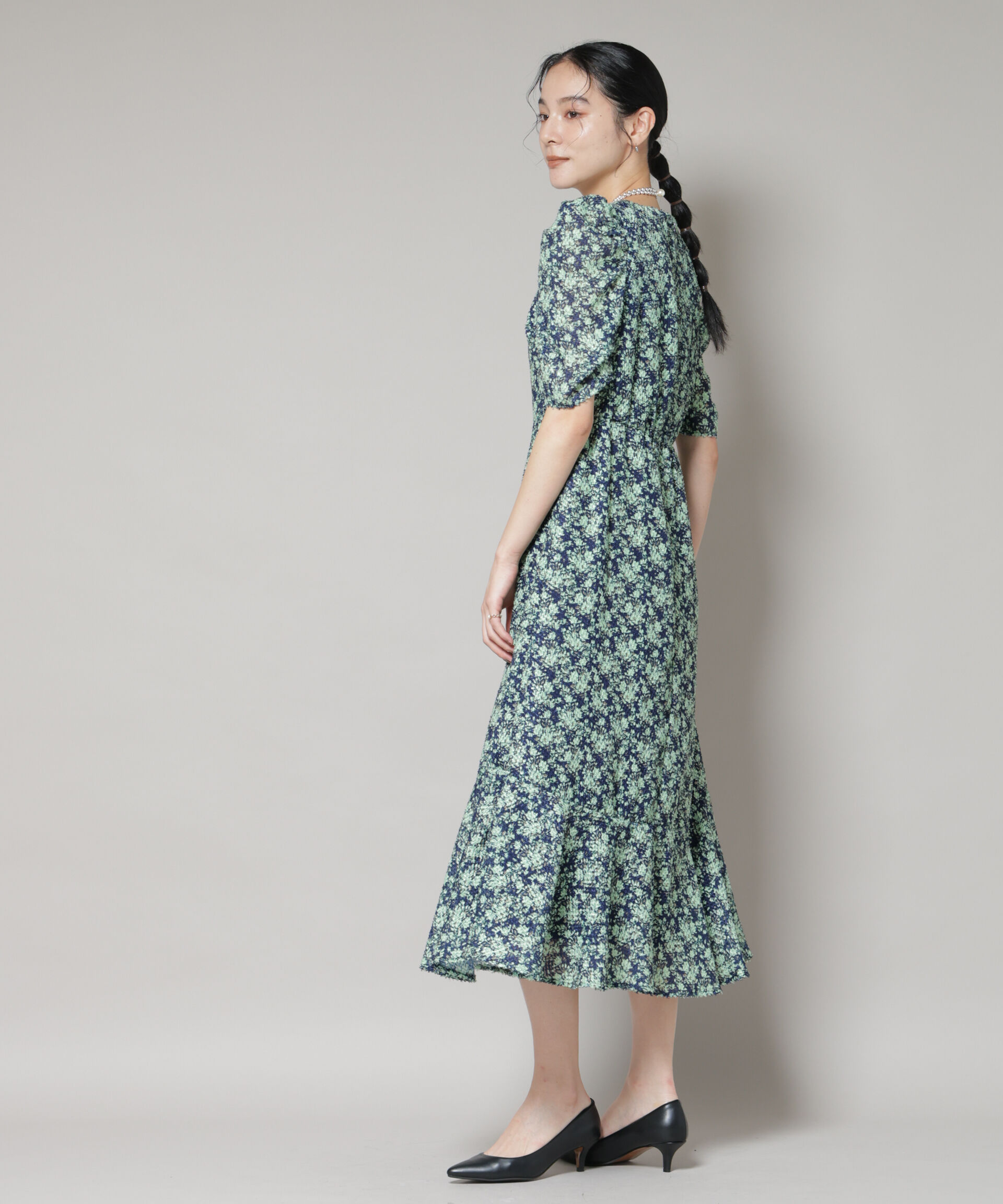 NANO universe「troisieme chaco/CUT JACQUARD PRINT ワンピース」|ワンピース|